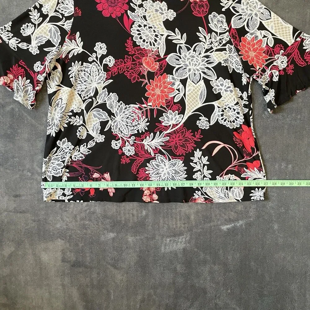 JONES STUDIO Women's Stretch floral Blouse 3/4 Sleeve Multicolor SZ/2X - Picture 7 of 14